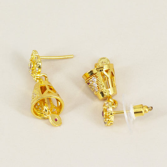Micro Gold Plated AD Jhumki Earrings for Women