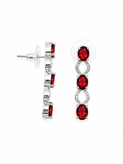 Silver Plated Red AD Choker Set for Women