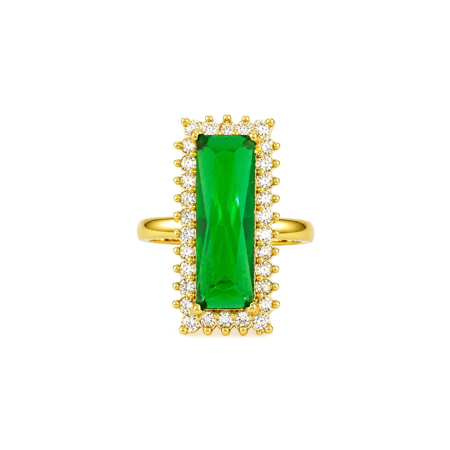 Gold Plated Green AD Finger Ring for Women