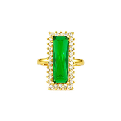 Gold Plated Green AD Finger Ring for Women