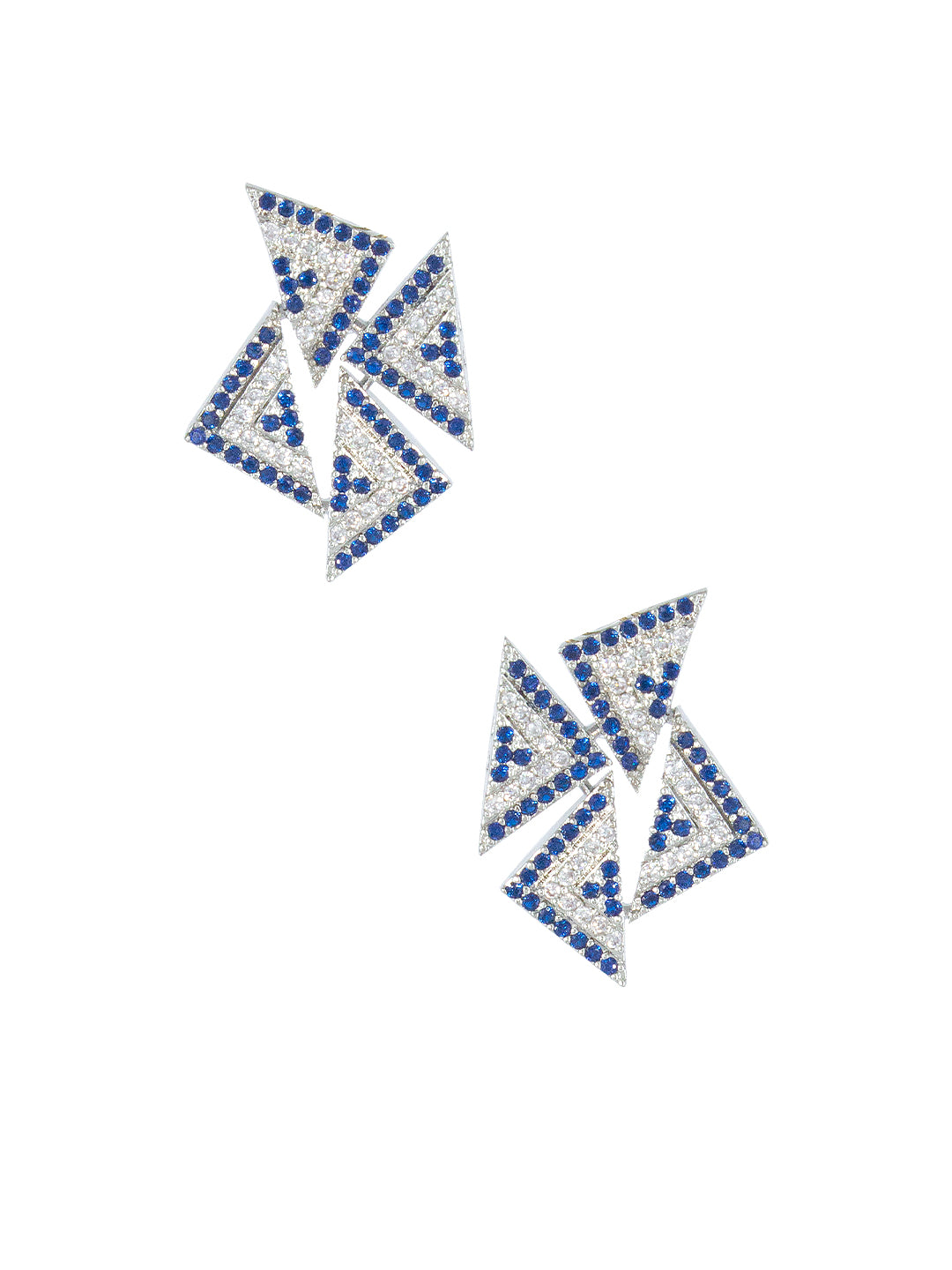 Silver Plated Blue Geometric Shape Earrings For Women