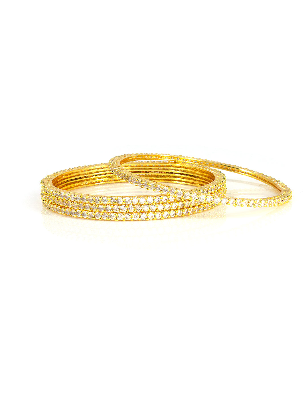 Gold Plated AD Studded Set of 4 Bangles For Women