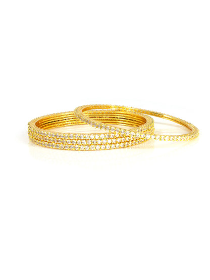 Gold Plated AD Studded Set of 4 Bangles For Women