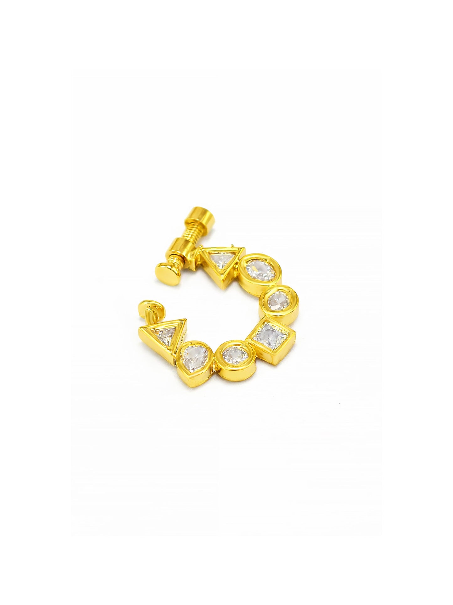 Gold Plated AD Small Non Piercing Nose Ring for Women