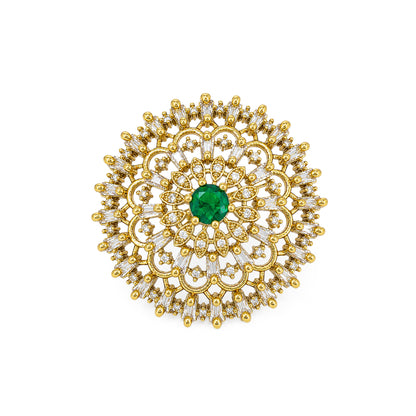 Gold Plated Green AD Finger Ring for Women