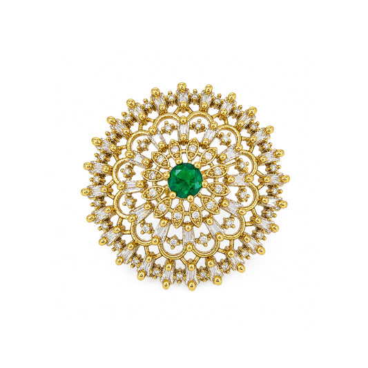 Gold Plated Green AD Finger Ring for Women