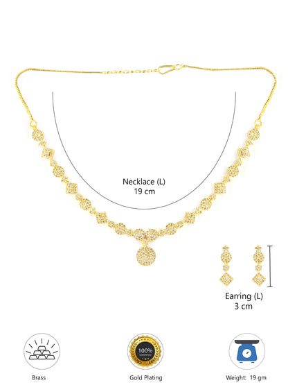 Gold Plated White American Diamond Jewellery Set for Women