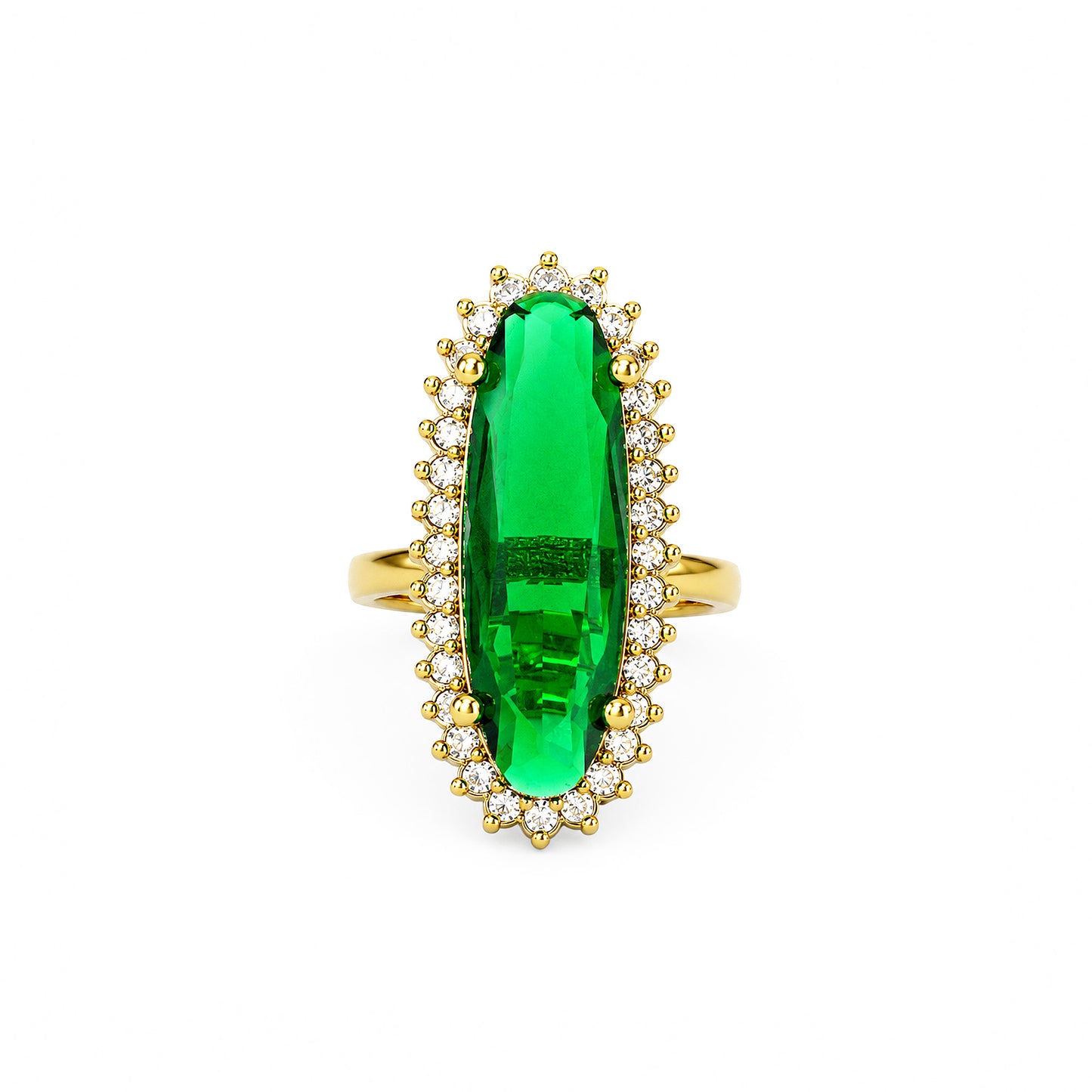 Gold Plated Green AD Finger Ring for Women