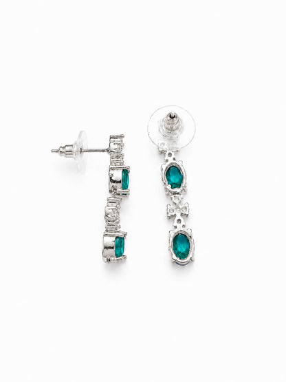 Silver Plated Sea Green AD Jewellery Set for Women