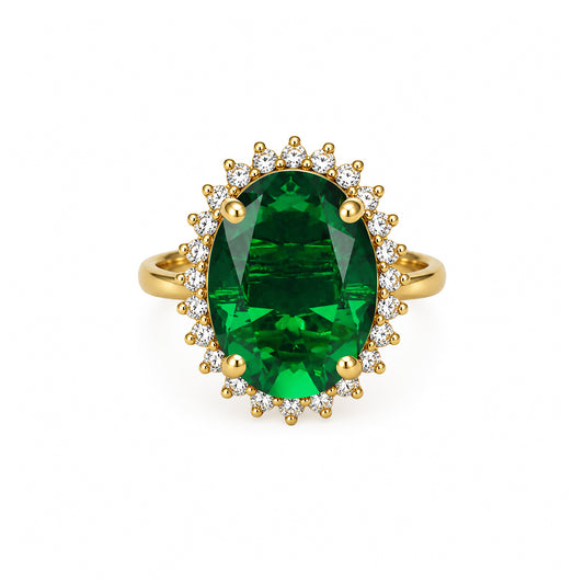 Antique Gold Plated Green AD Finger Ring for Women