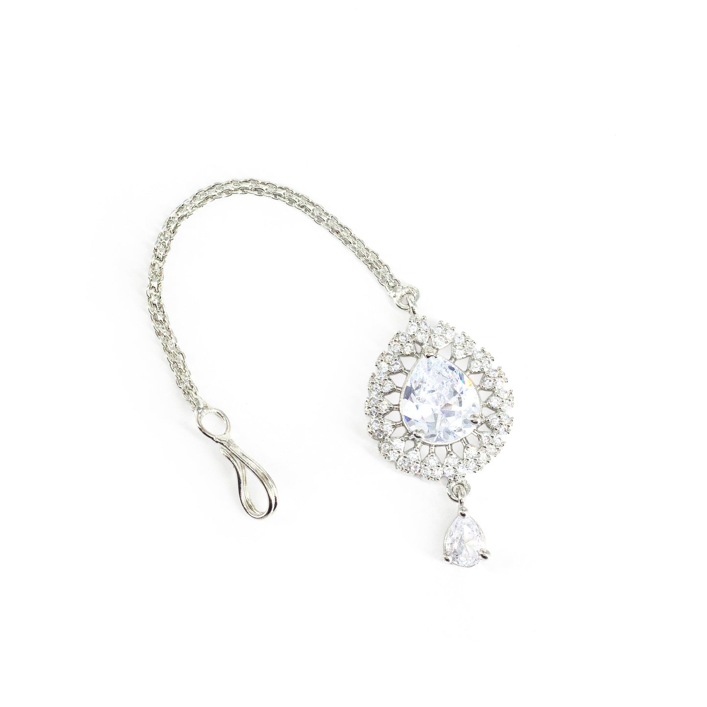 Silver Plated AD Maang Tikka for Women