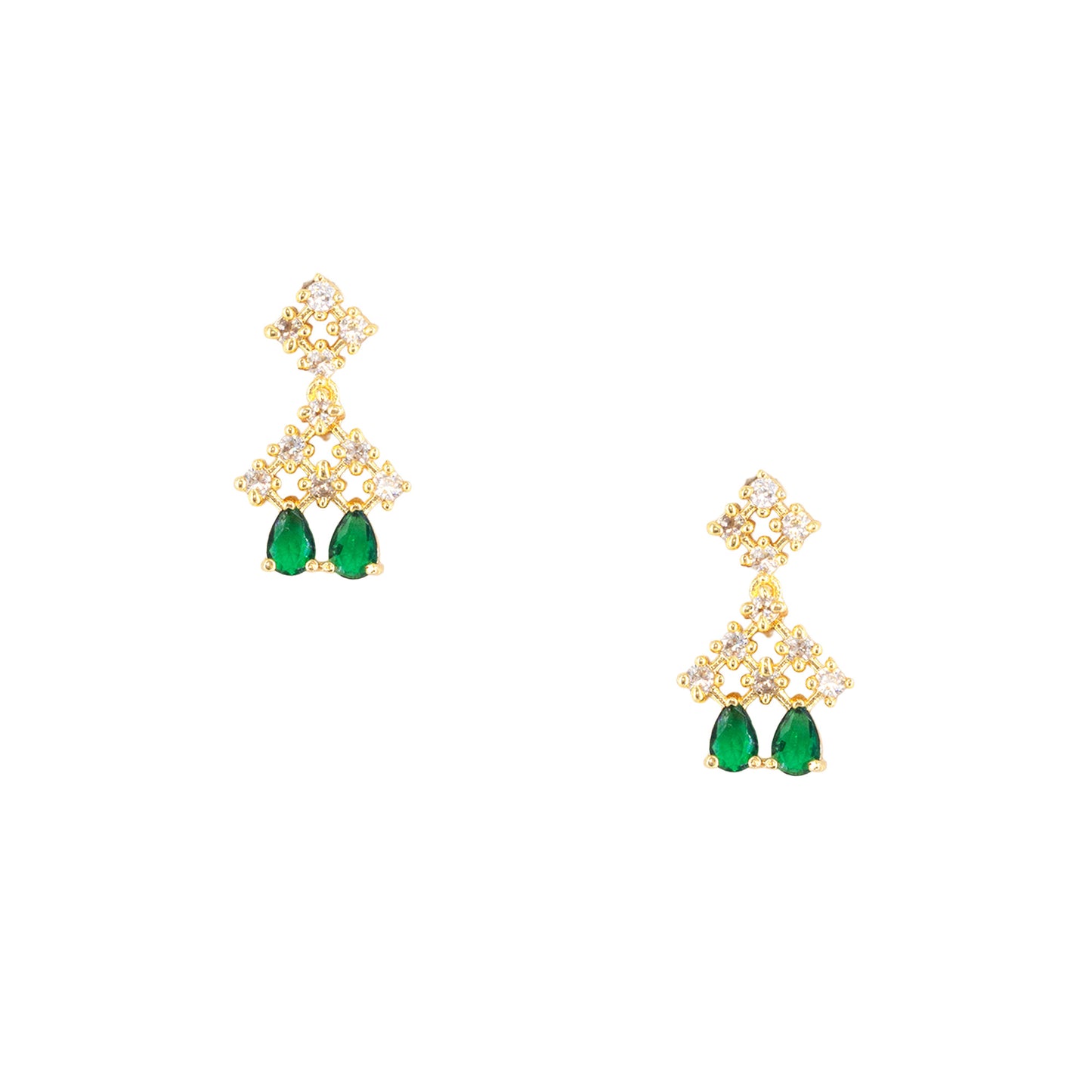 Gold Plated Green American Diamond Jewellery Set for Women