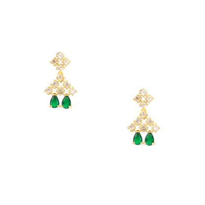 Gold Plated Green American Diamond Jewellery Set for Women