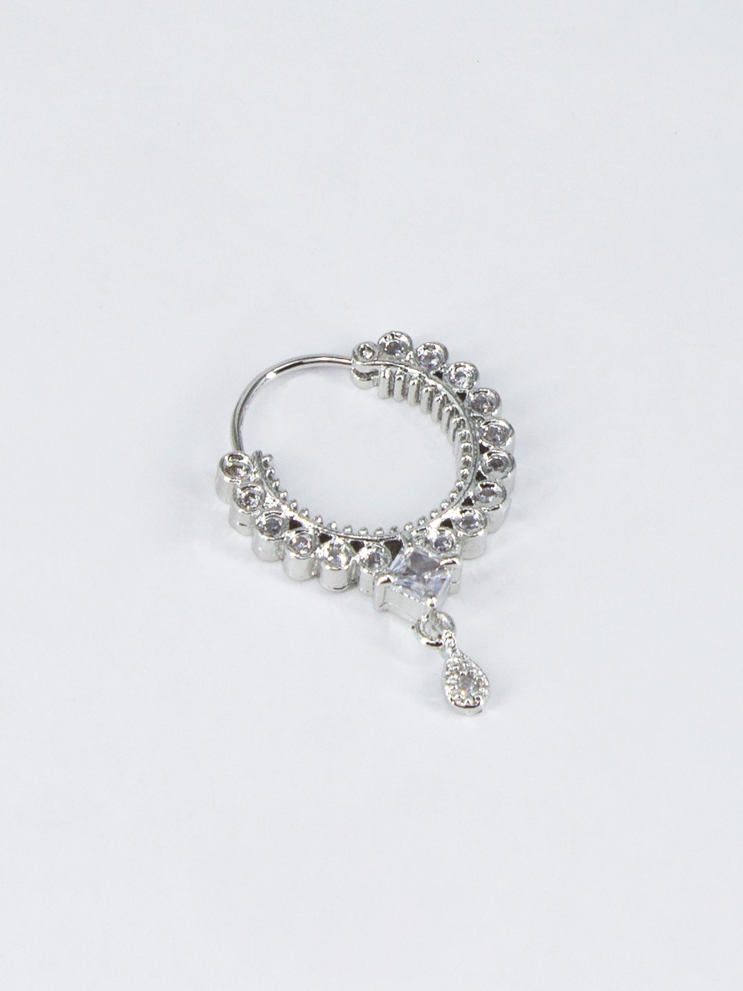 Silver Plated AD Nose Ring for Women