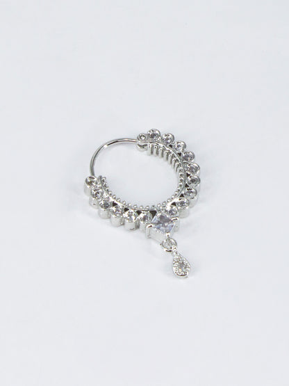 Silver Plated AD Nose Ring for Women
