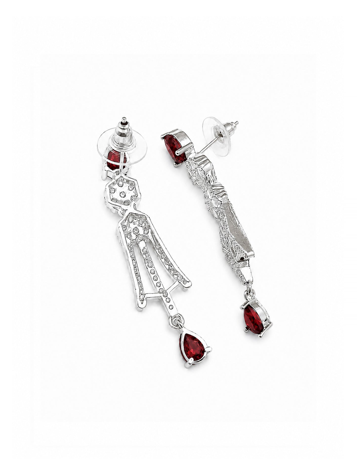 Silver Plated Red AD Jewellery Set for Women