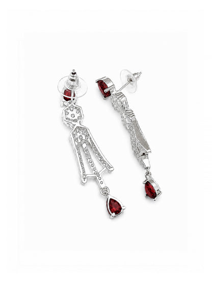 Silver Plated Red AD Jewellery Set for Women