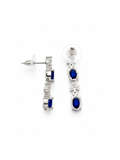 Silver Plated Blue AD Jewellery Set for Women