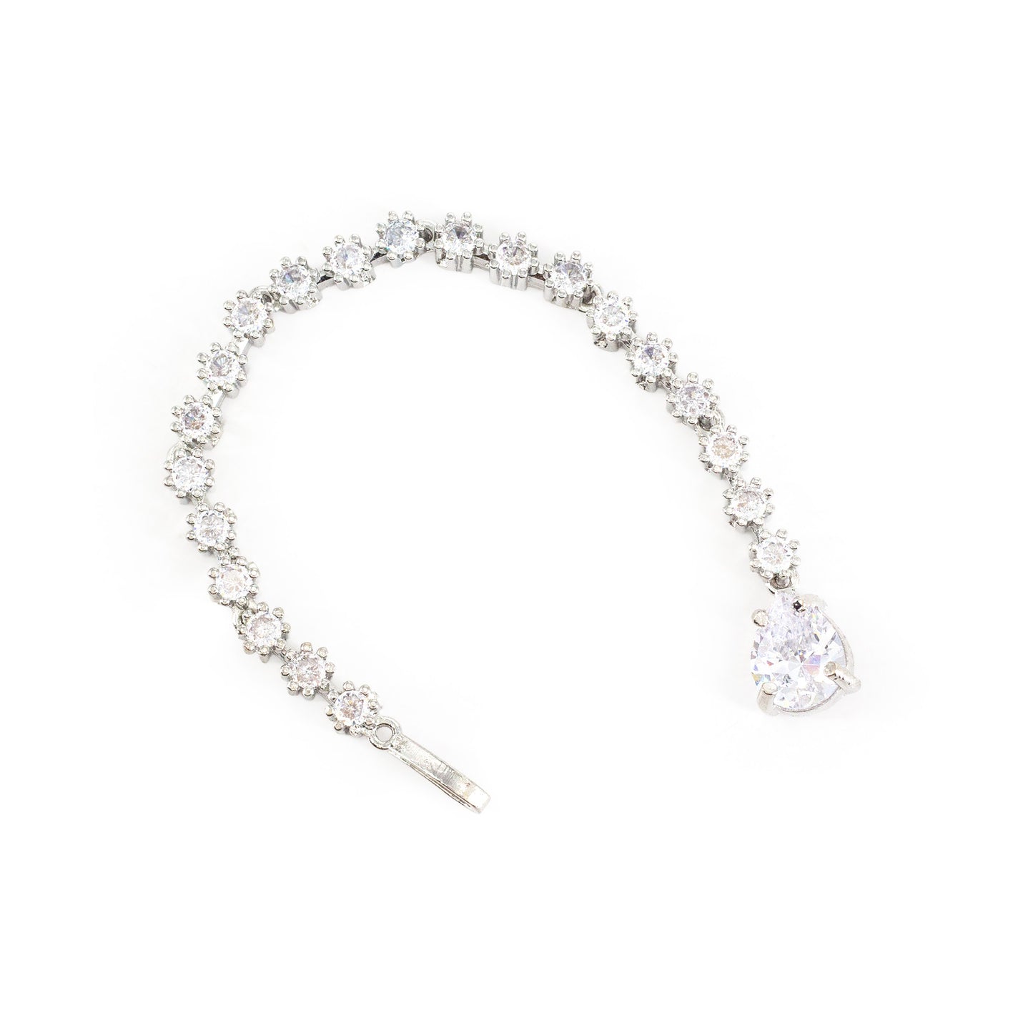 Silver Plated AD Teardrop Maang Tikka for Women