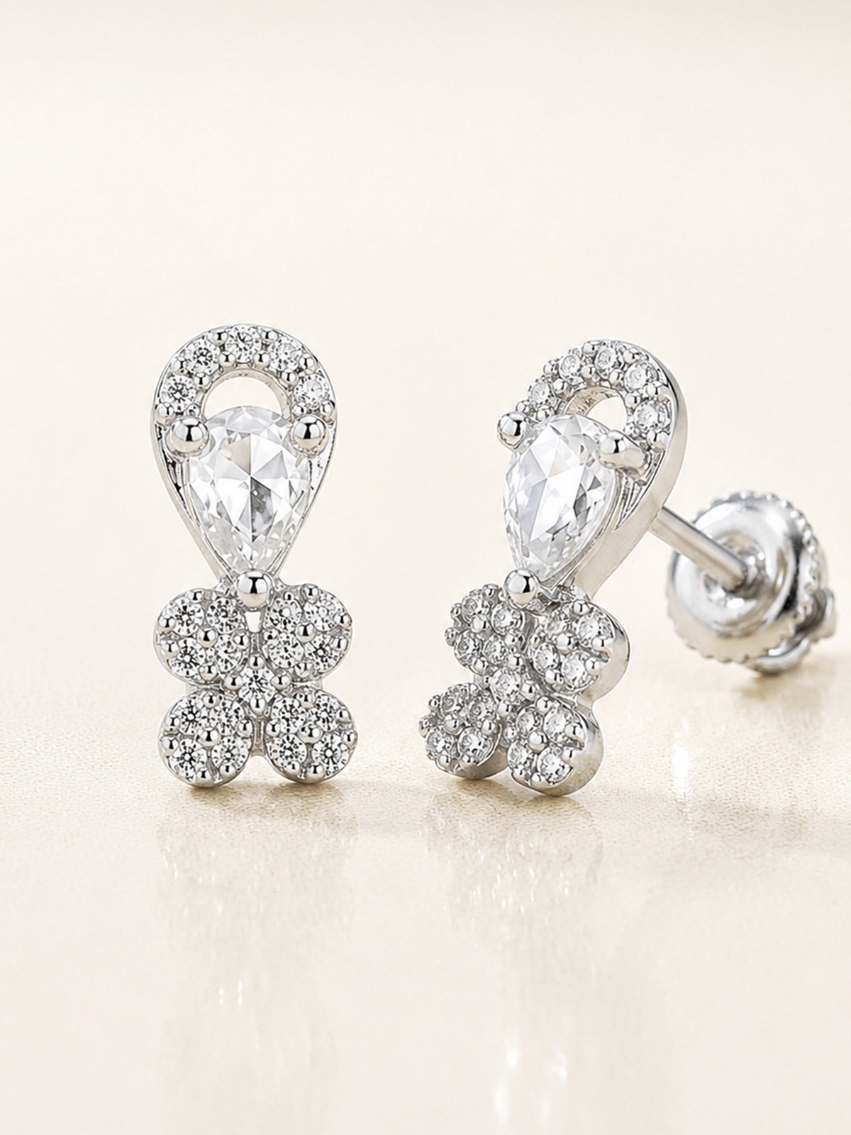 Rhodium Plated AD Stud Earrings for Women