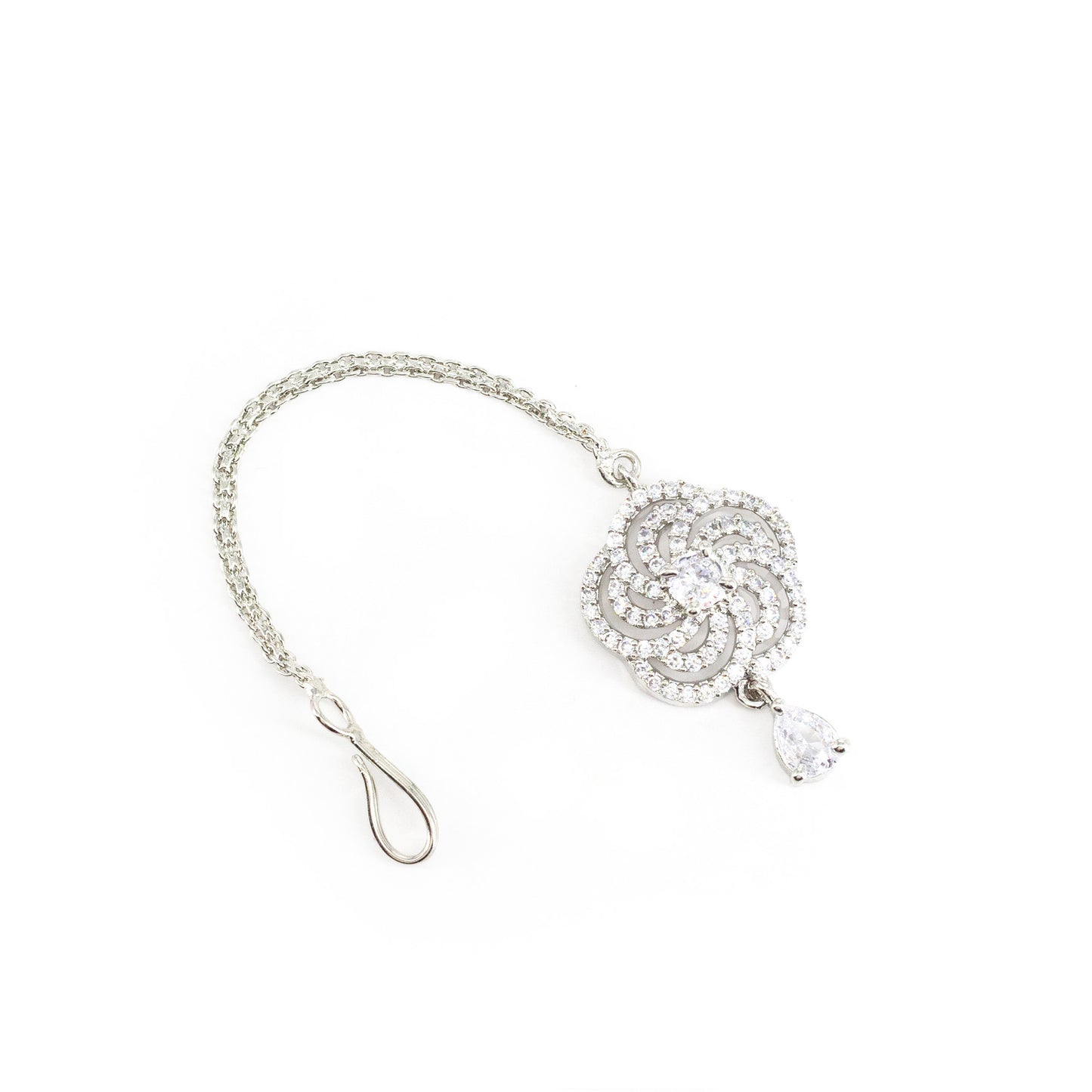 Silver Plated AD Maang Tikka for Women