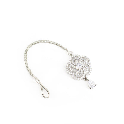 Silver Plated AD Maang Tikka for Women