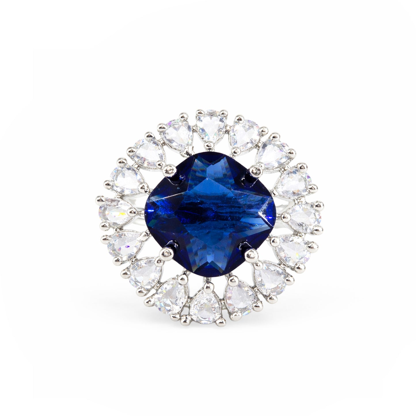 Silver Plated Blue AD Finger Ring for Women