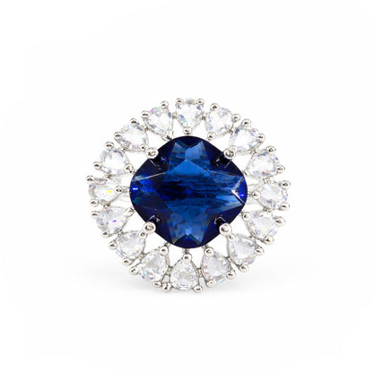 Silver Plated Blue AD Finger Ring for Women