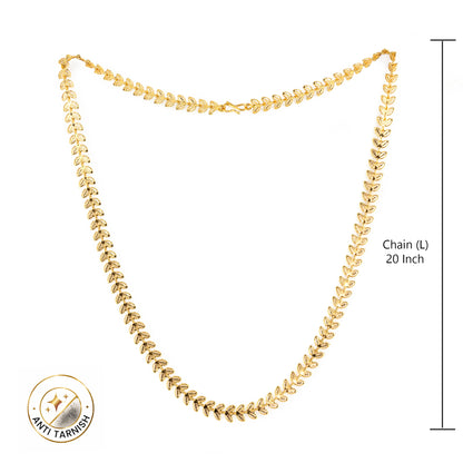 Gold Plated Minimal Leaf Chain Necklace for Women