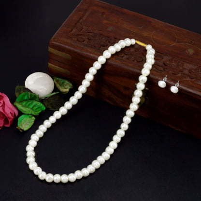 Gold Plated Pearl Beaded Moti Mala Trendy Necklace & Earrings