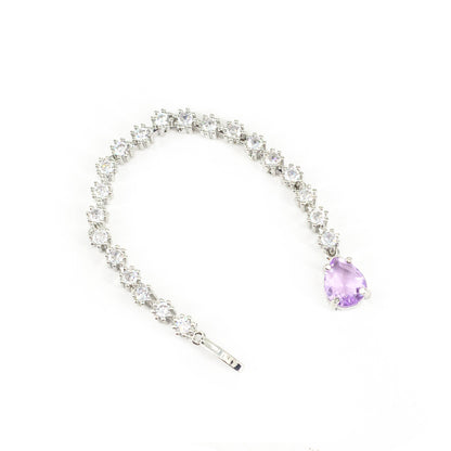 Rhodium Plated Purple AD Maang Tikka for Women