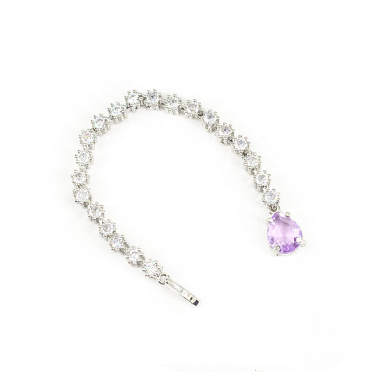 Rhodium Plated Purple AD Maang Tikka for Women