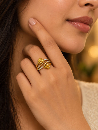 22K Gold Plated AD Finger Ring for Women