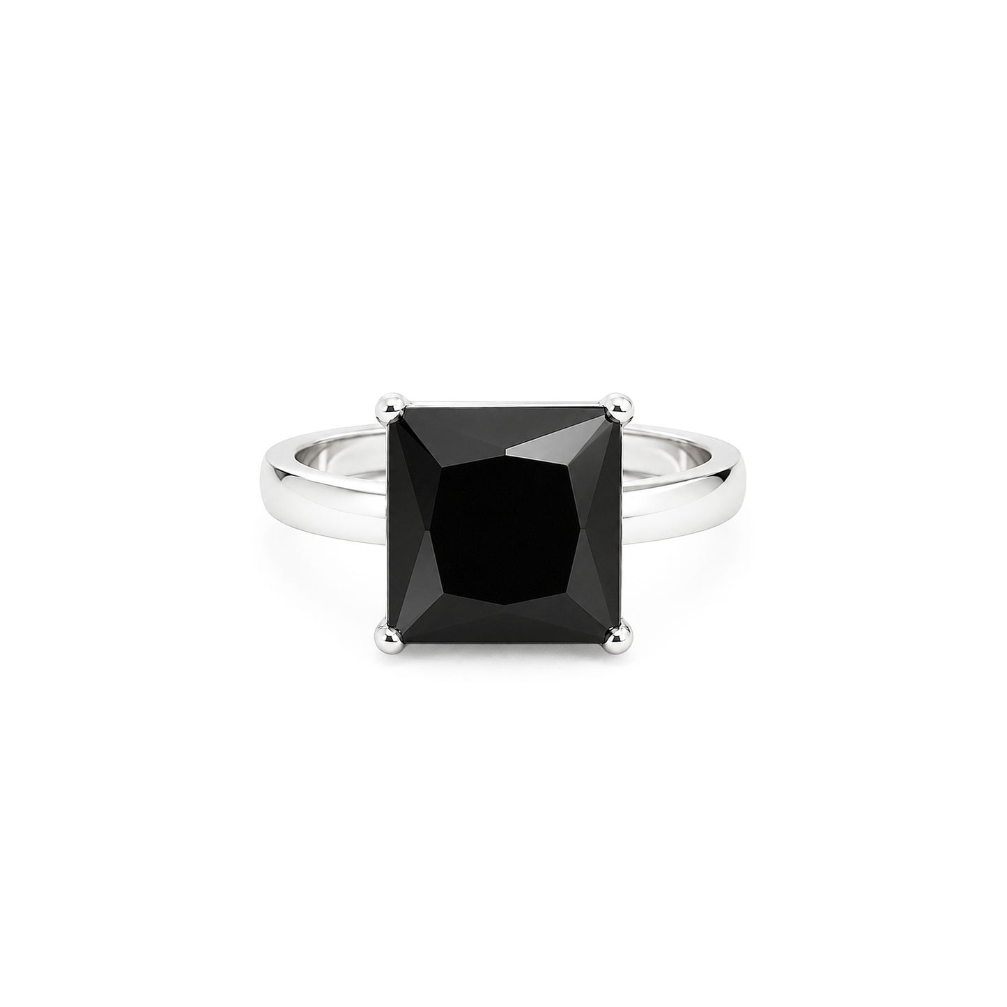 Silver Plated Black AD Finger Ring for Women