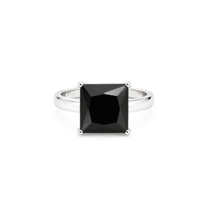 Silver Plated Black AD Finger Ring for Women