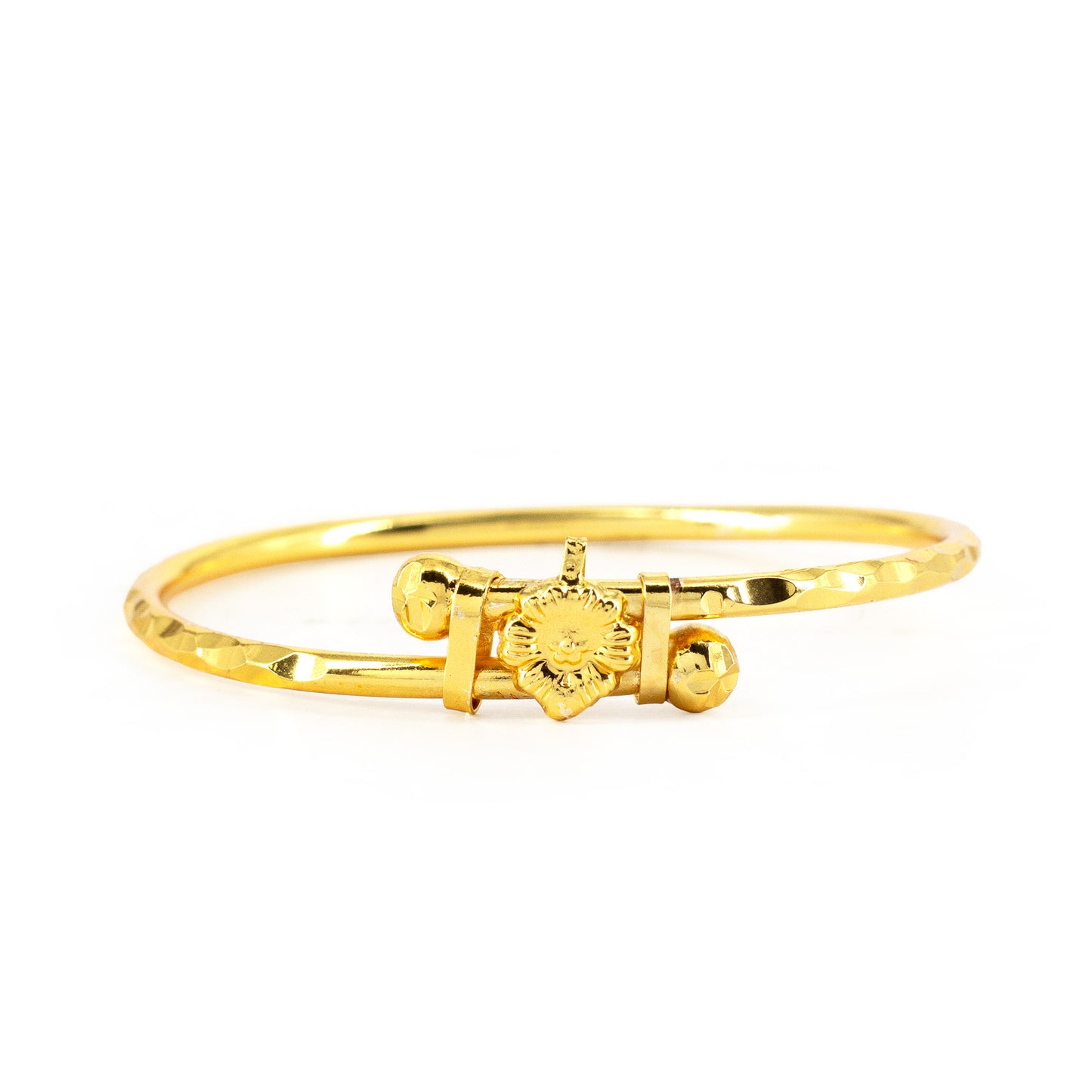 Gold Plated Floral Temple Bangle Bracelet for Women