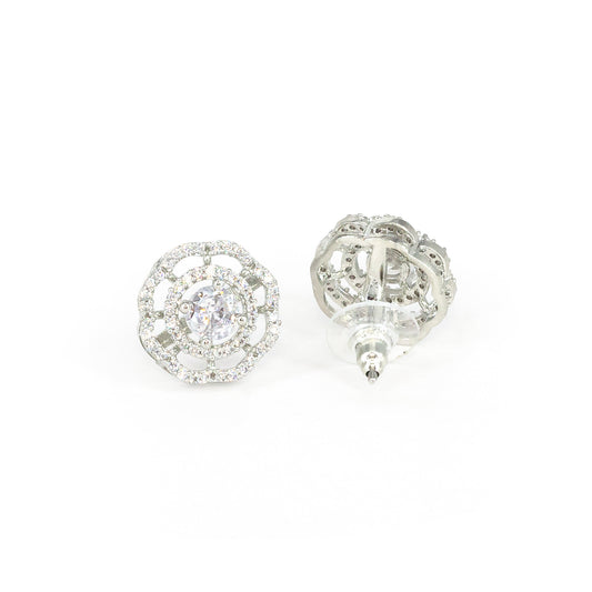 Rhodium Plated AD Studs Earrings for Women