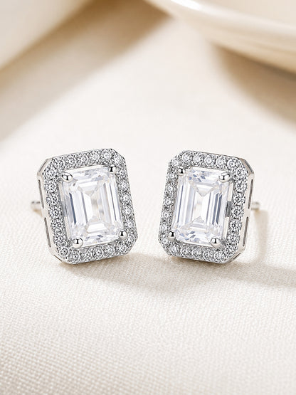 Rhodium Plated AD Stud Earrings for Women