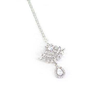 Silver Plated White AD Maang Tikka for Women