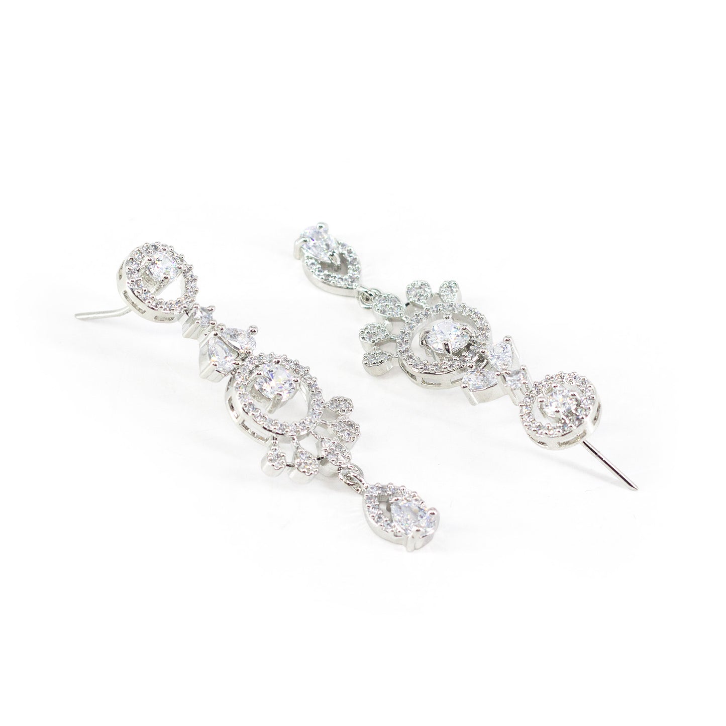 Silver Plated White AD Designer Earrings for Women