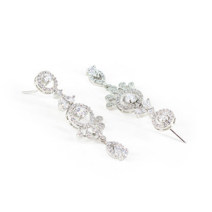 Silver Plated White AD Designer Earrings for Women