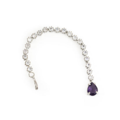 Silver Plated Purple AD Teardrop Maang Tikka for Women