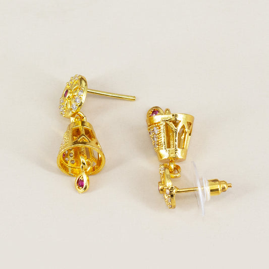 Micro Gold Plated AD Jhumki Earrings for Women