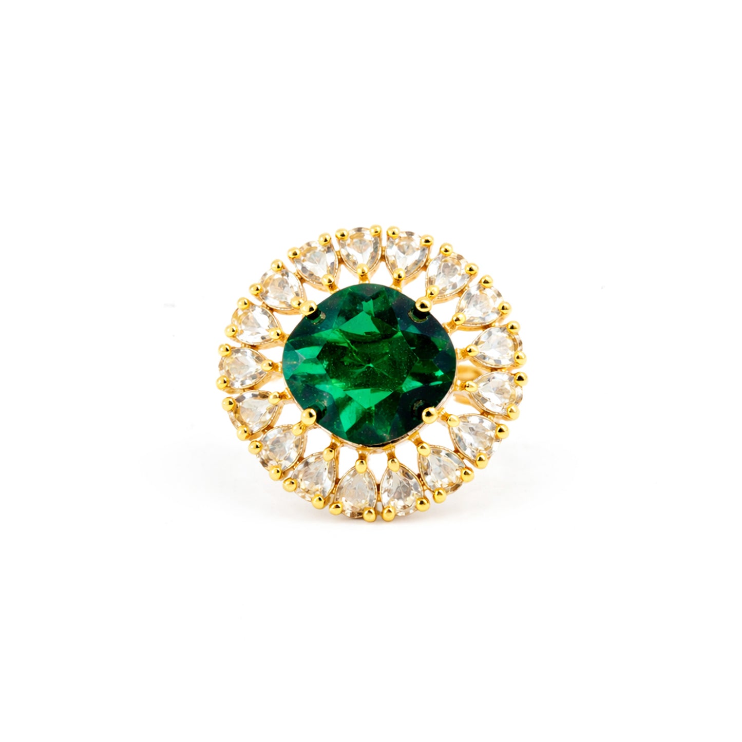 Gold Plated Green AD Finger Ring for Women