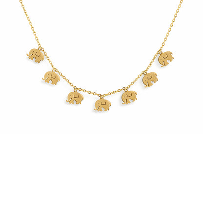 Gold Plated Elephant Charm Chain Necklace for Women