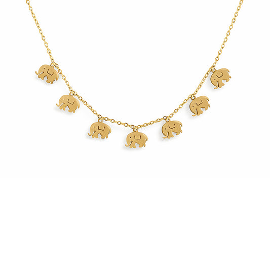 Gold Plated Elephant Charm Chain Necklace for Women