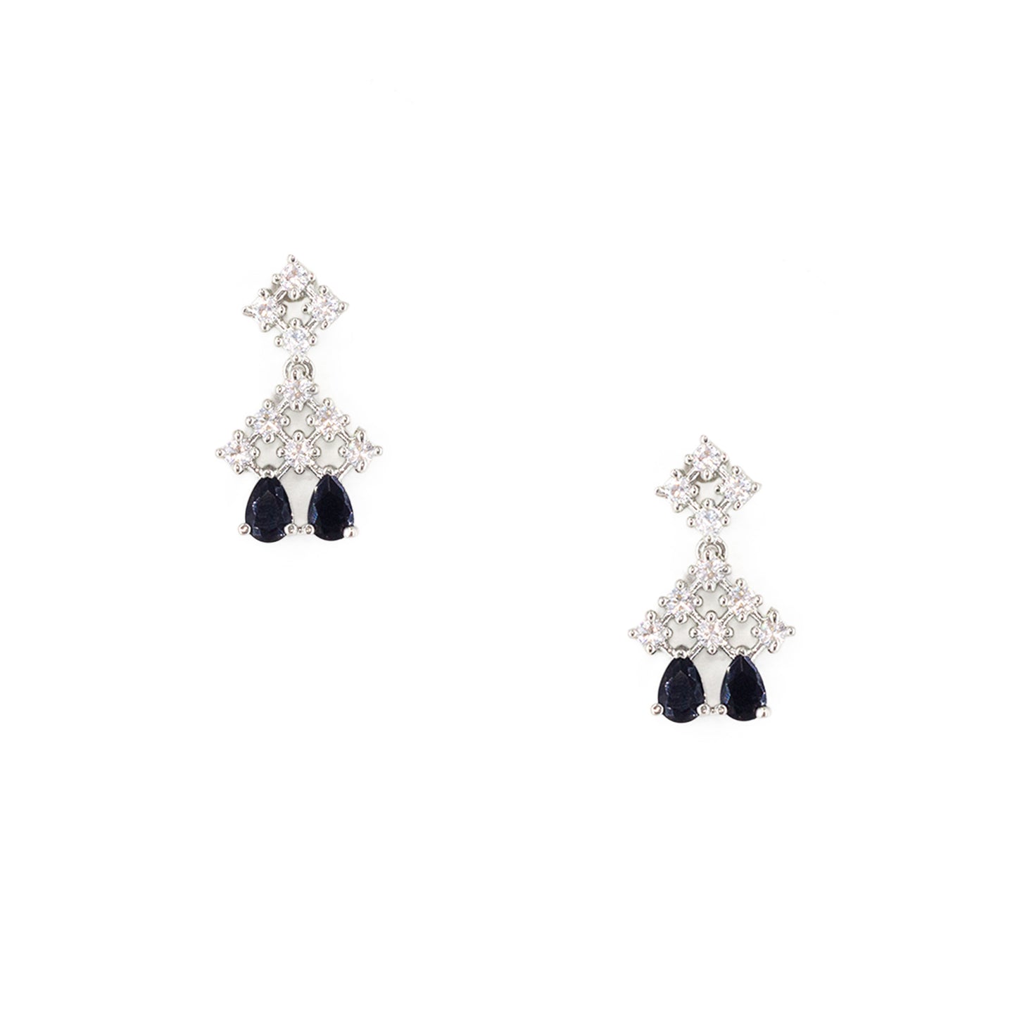 Silver Plated Black American Diamond Jewellery Set for Women