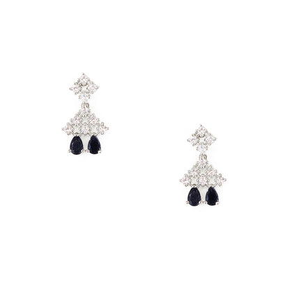 Silver Plated Black American Diamond Jewellery Set for Women