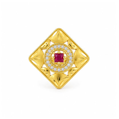 Gold Plated Anti Tarnish Red AD Finger Ring for Women