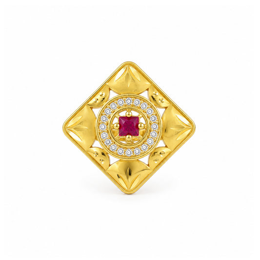Gold Plated Anti Tarnish Red AD Finger Ring for Women